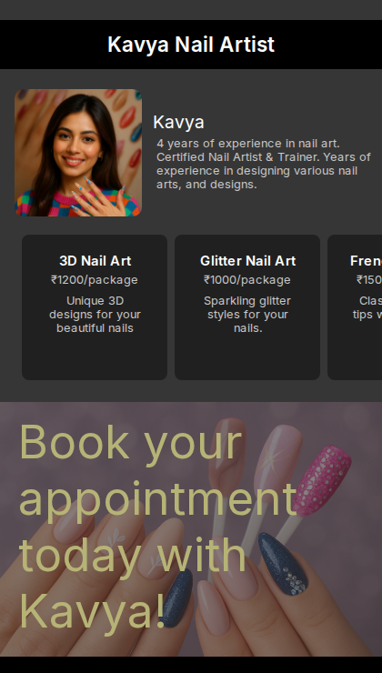 Kavya Nail Artist business page